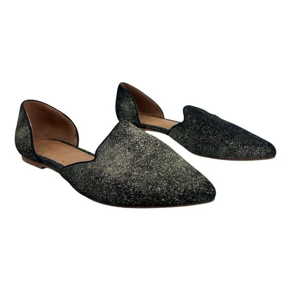 Joie Womens Size 39 US 9 Black Sparkle O' Dorsay Slip On Flats - Picture 1 of 8